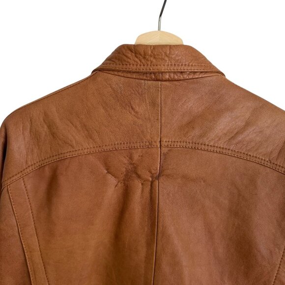Vintage Jewels Mens Leather Bomber Jacket Brown Size 2XL Retro‎ Rugged Western - Picture 7 of 12